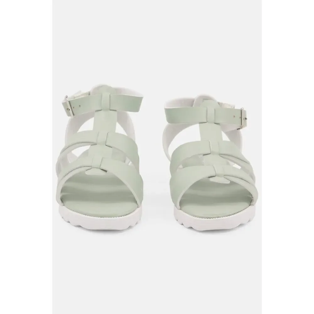 NEW Lucky Brand Kids Girl Adjustable Buckle Sandals, Sage/White - Size 3Youth